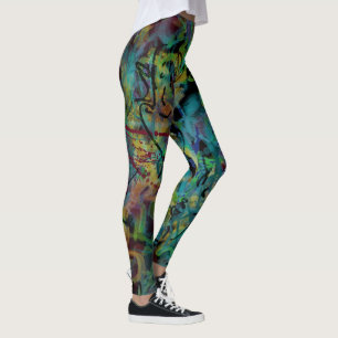 Multicolored Scribbled, Splashed Crazy Art Leggings