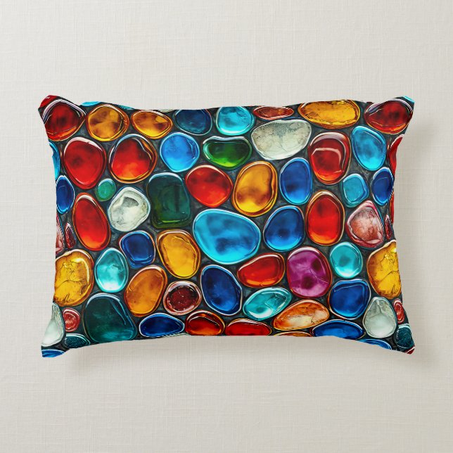 Multicolored sea pebbles accent pillow (Front)