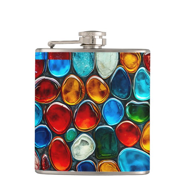 Multicolored sea pebbles flask (Front)