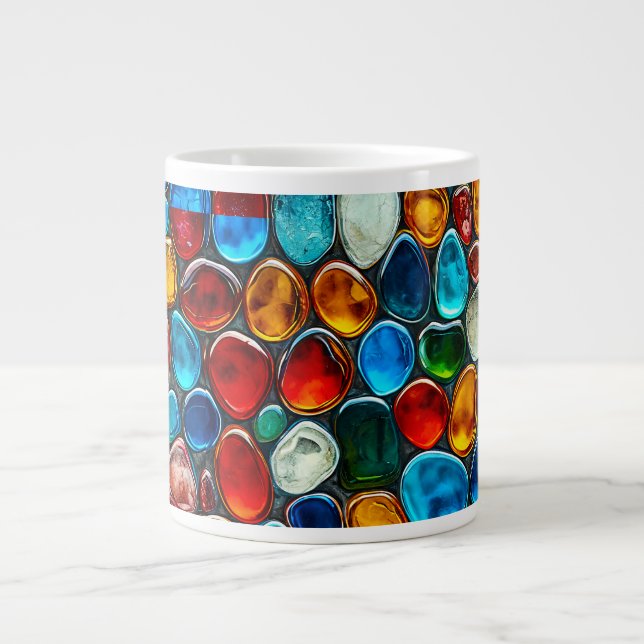 Multicolored sea pebbles giant coffee mug (Front)