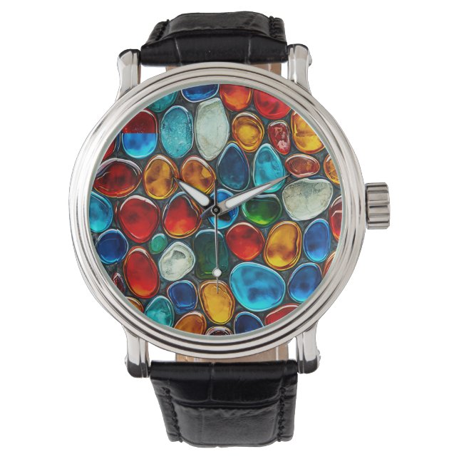 Multicolored sea pebbles watch (Front)