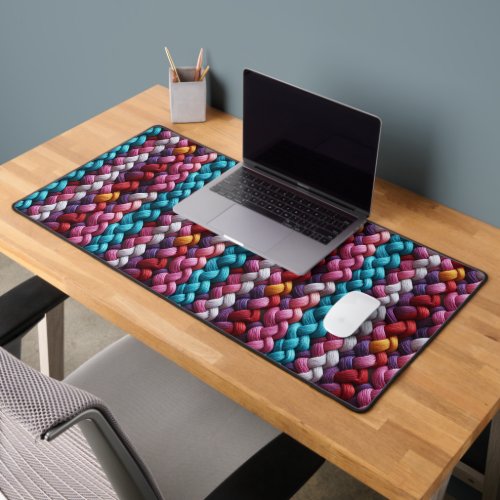Multicolored Seamless Braided Yarn  Desk Mat