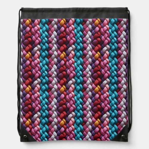 Multicolored Seamless Braided Yarn  Drawstring Bag