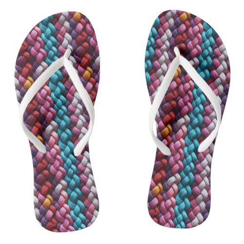 Multicolored Seamless Braided Yarn  Flip Flops