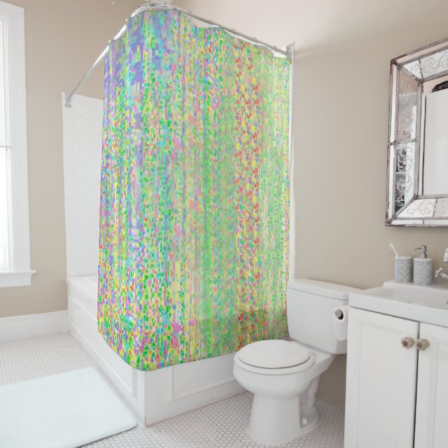 Multicolored Shimmery Shower Curtain (In Situ)