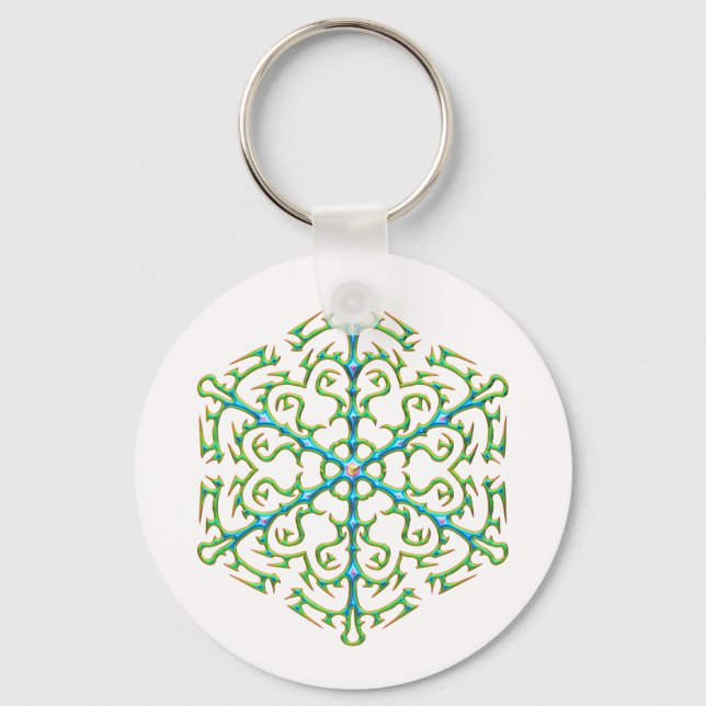 Multicolored Snowflake 1 Keychain (Front)