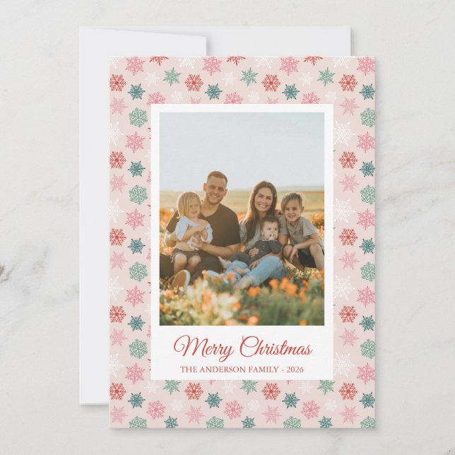 Multicolored snowflake pattern – winter christmas holiday card (Front)