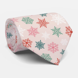 Multicolored snowflake pattern – winter christmas neck tie