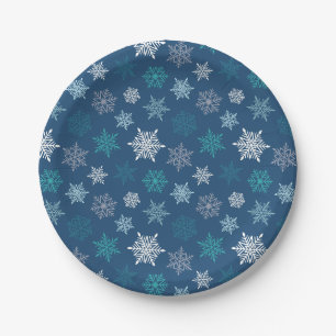 Multicolored snowflake pattern – winter christmas paper plates