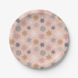 Multicolored snowflake pattern – winter christmas paper plates