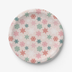 Multicolored snowflake pattern – winter christmas paper plates