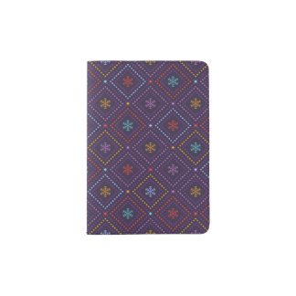 Multicolored snowflakes passport holder