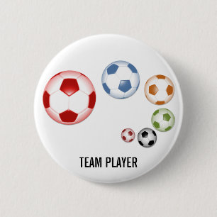 Multicolored soccer (football) set of balls button