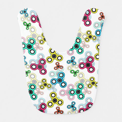 Multicolored spinners baby bib