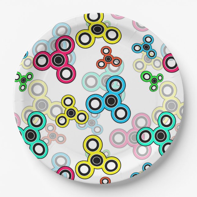 Multicolored spinners paper plates (Front)