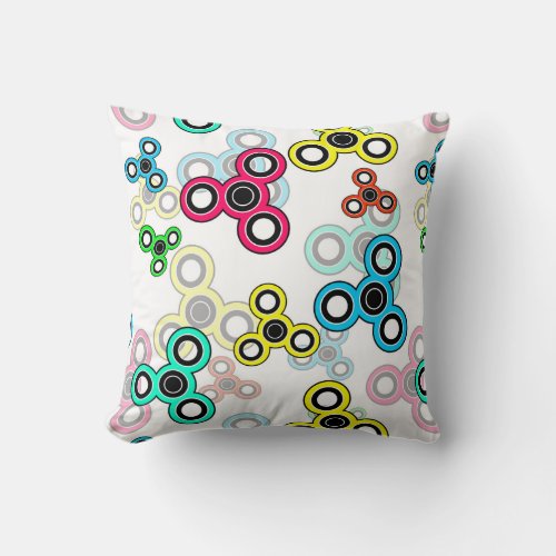 Multicolored spinners throw pillow