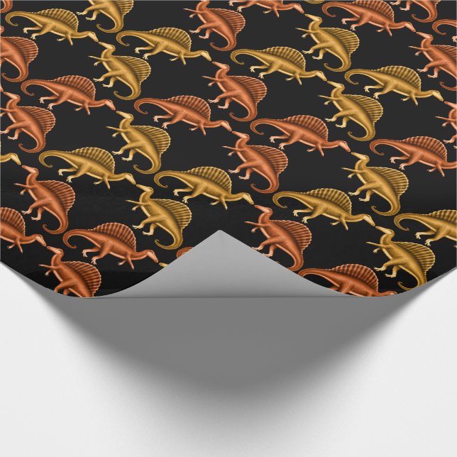 Multicolored Spinosaurus Dinosaur Wrapping Paper (Corner)