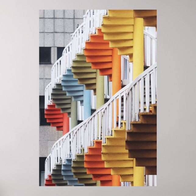 Multicolored spiral staircases poster (Front)