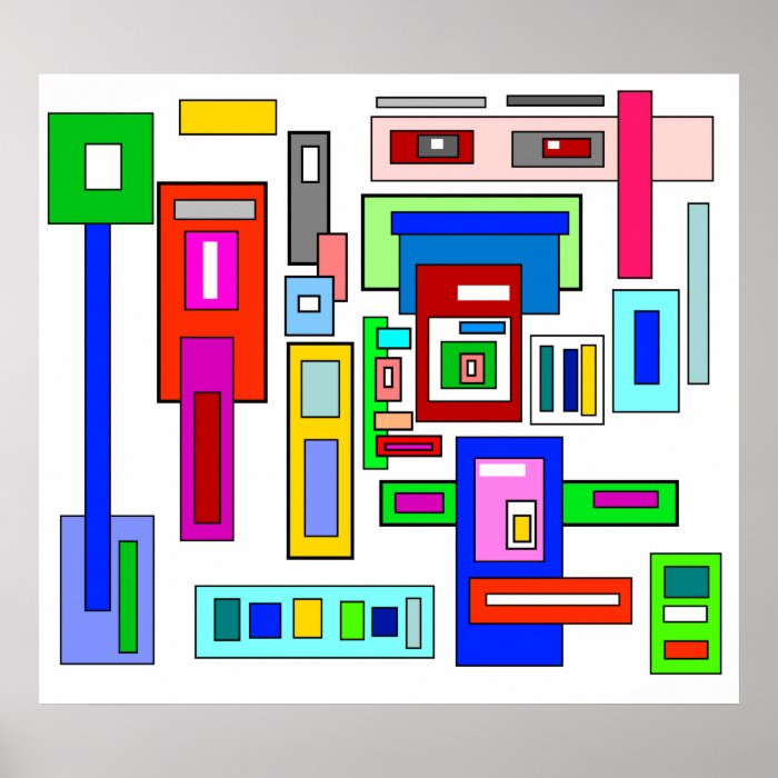 Multicolored squares and rectangles poster