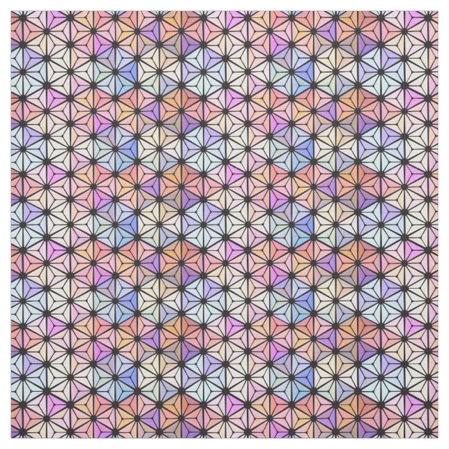 Multicolored stained-glass flower fabric (Swatch)