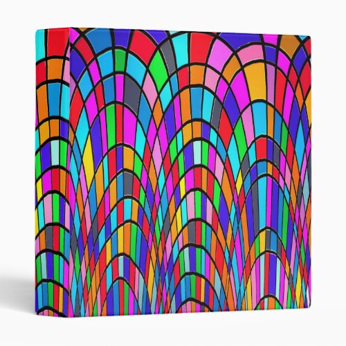 Multicolored Stained Glass Mosaic Abstract Art 3 Ring Binder