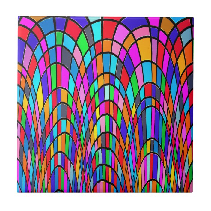 Multicolored Stained Glass Mosaic Abstract Art Ceramic Tile Zazzle