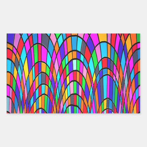 Multicolored Stained Glass Mosaic Abstract Art Rectangular Sticker