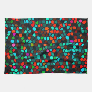 Multicolored Stained Glass Pattern Kitchen Towel