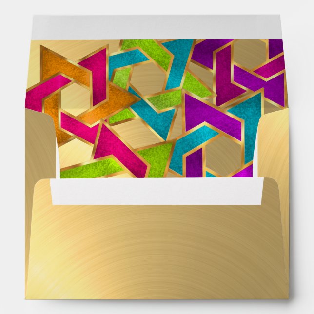 Multicolored Star of David Gold Envelope (Back (Bottom))
