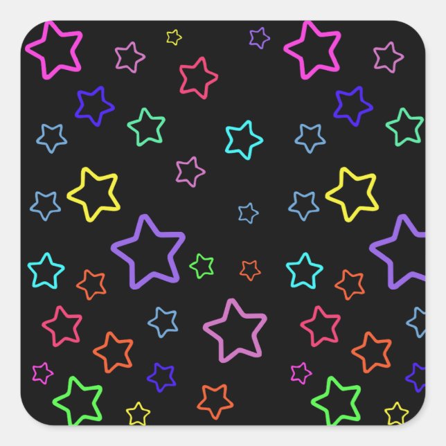 Multicolored Starry Night Square Sticker (Front)