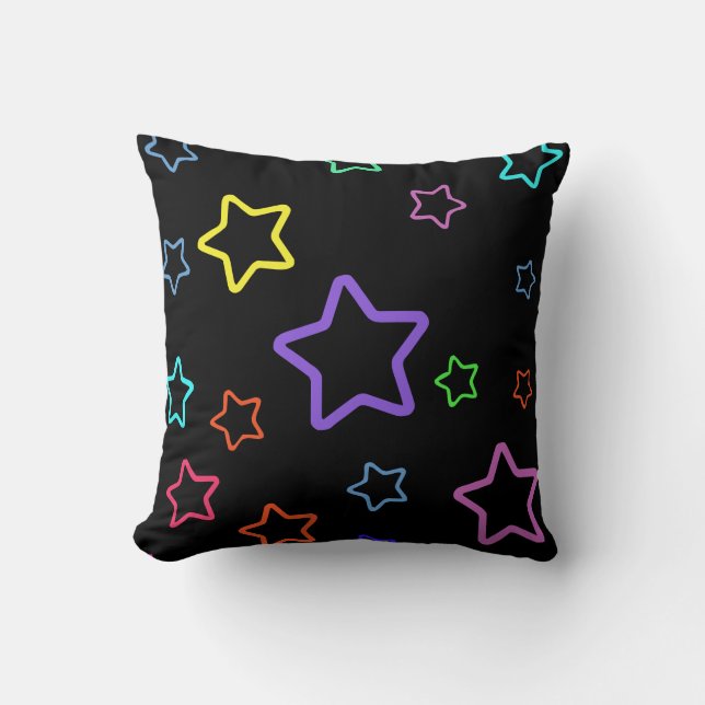Multicolored Starry Night Throw Pillow (Front)