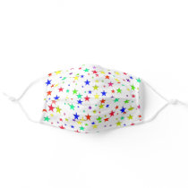 Multicolored stars on white adult cloth face mask