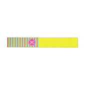 Multicolored Stripe Yellow Monogram Wrap Around Address Label (Individual)