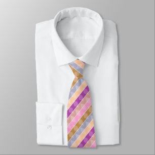 Multicolored striped geometric retro pattern neck tie