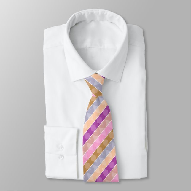 Multicolored striped geometric retro pattern neck tie (Tied)