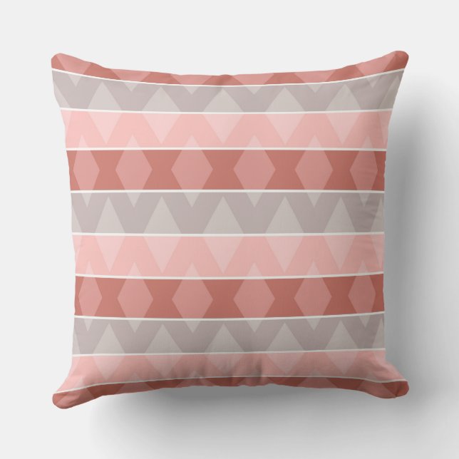 Multicolored striped geometric retro pattern throw pillow (Back)