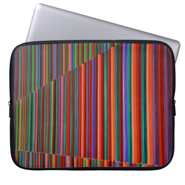 Multicolored striped illustration laptop sleeve (Front)