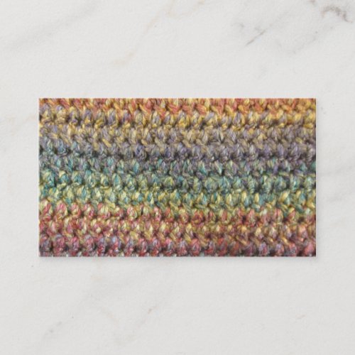 Multicolored striped knitted crochet business card