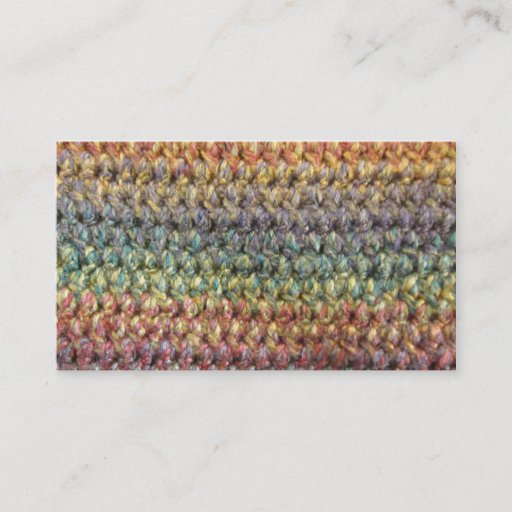 Customizable Multicolored striped knitted crochet business cards