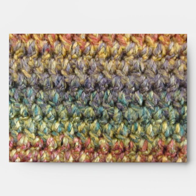 Multicolored striped knitted crochet envelope (Front)