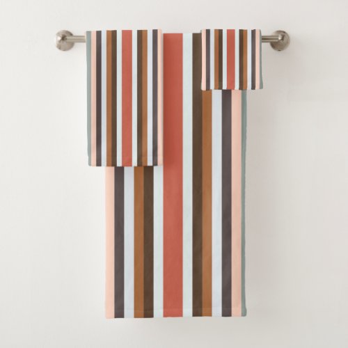 Multicolored Striped Pattern Bath Towel Set