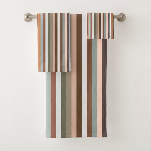 Multicolored Striped Pattern Bath Towel Set