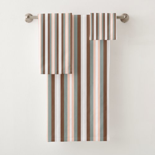 Multicolored Striped Pattern  Bath Towel Set