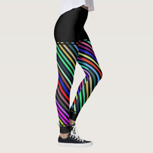 Multicolored Striped Pattern Legs Leggings