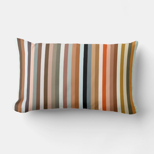 Multicolored Striped Pattern Lumbar Pillow (Front)