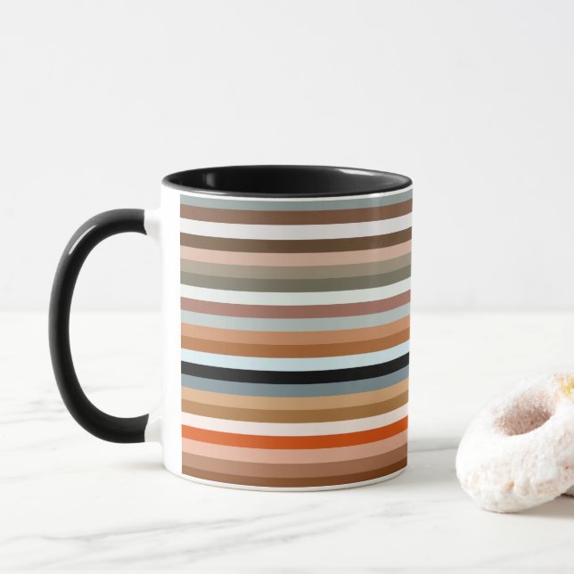 Multicolored Striped Pattern Mug (With Donut)