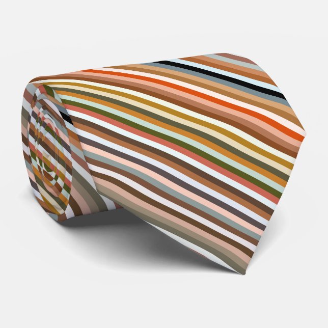 Multicolored Striped Pattern Neck Tie (Rolled)
