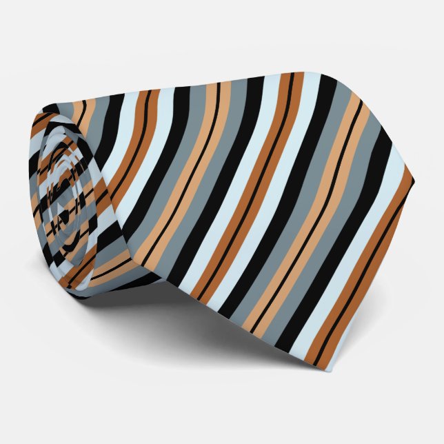 Multicolored Striped Pattern Neck Tie (Rolled)