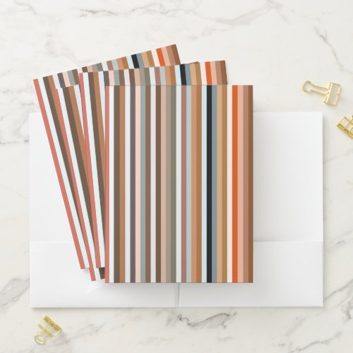 Multicolored Striped Pattern Pocket Folder