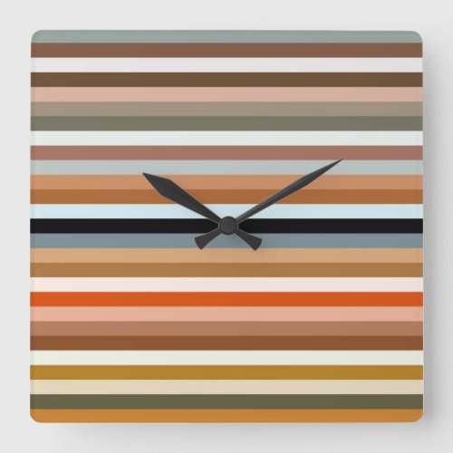 Multicolored Striped Pattern Square Wall Clock